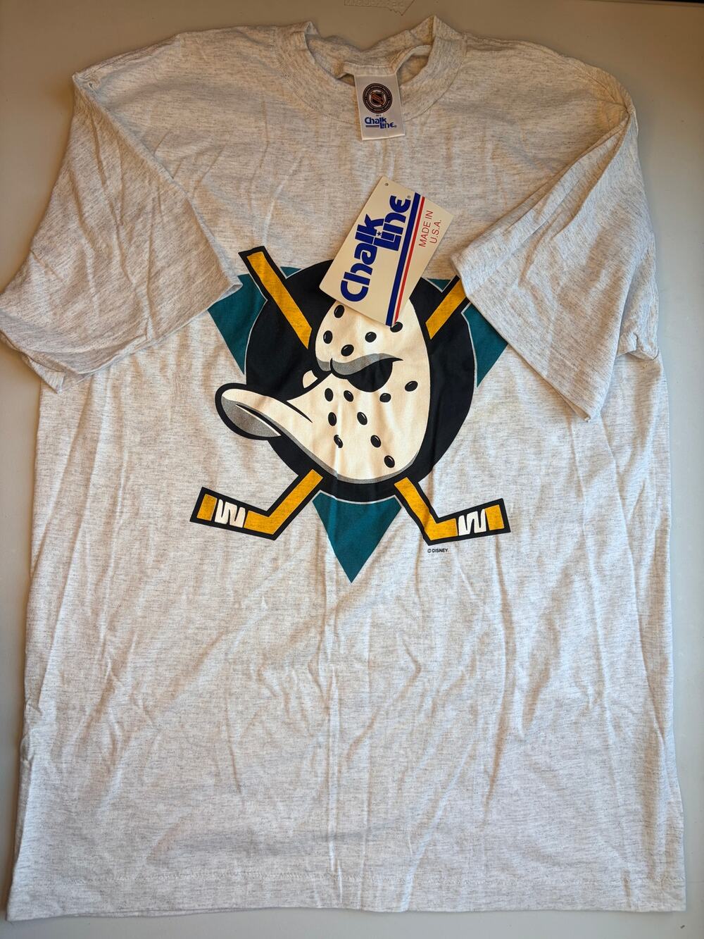 Vintage Chalk Line Mighty Ducks Donald Duck NHL Disney T-Shirt Gray XL